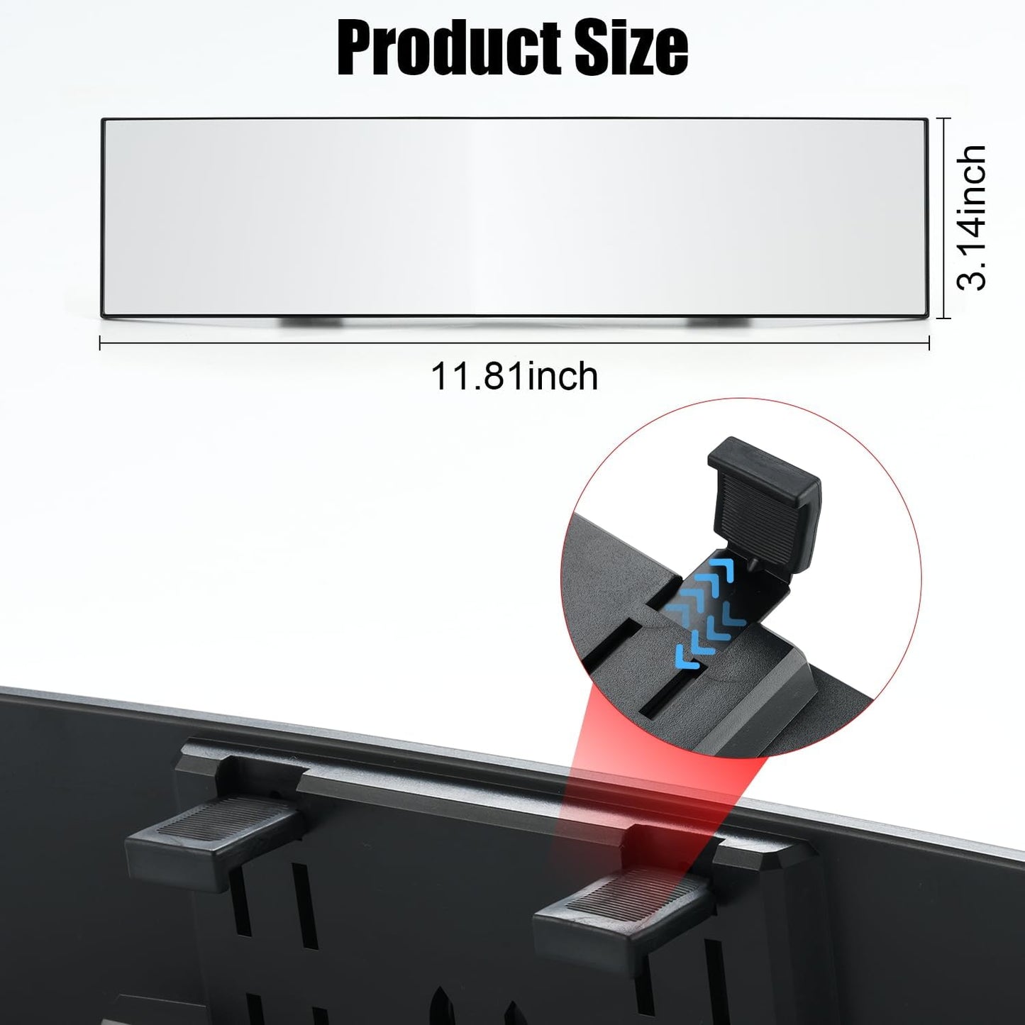 Interior Rearview Mirrors, Universal Panoramic Car Rear View Mirror Accessories, Wide Angle Reduce Blind Spot V1259-DP01-A-4390