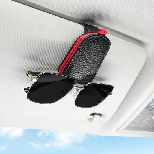 Sunglasses Holder for Car, Leather Magnetic Buckle Sun Visor Sunglass Clip, Ticket Card Storage Glasses Car V1259-DP01-A-4394