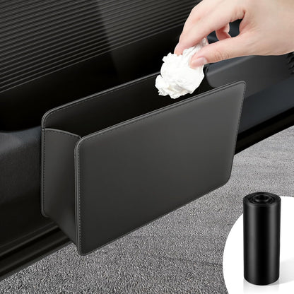 Car Door Trash Can, Leather Vehicle Bin, Mini Dustbin Garbage Container Can with 30 Pcs Bags, Foldable V1259-DP01-A-4396
