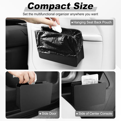 Car Door Trash Can, Leather Vehicle Bin, Mini Dustbin Garbage Container Can with 30 Pcs Bags, Foldable V1259-DP01-A-4396
