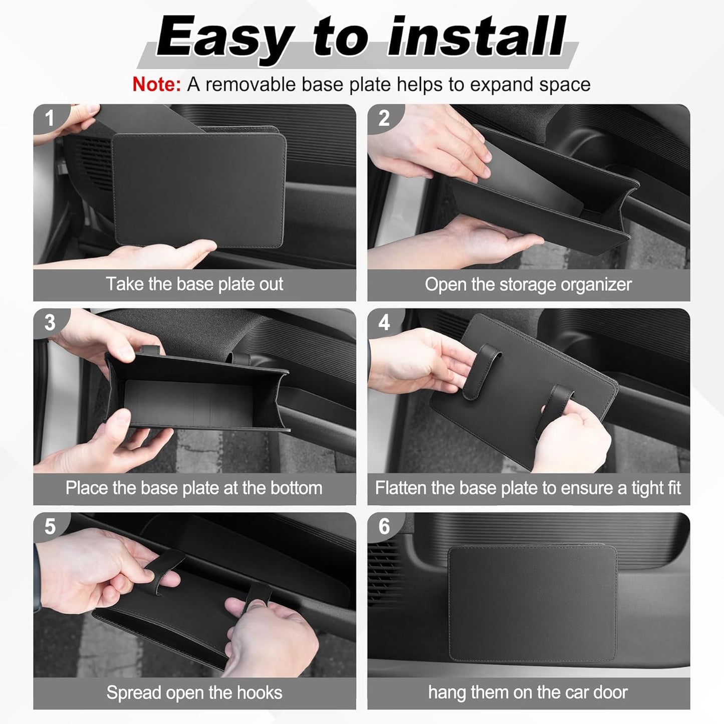 Car Door Trash Can, Leather Vehicle Bin, Mini Dustbin Garbage Container Can with 30 Pcs Bags, Foldable V1259-DP01-A-4396