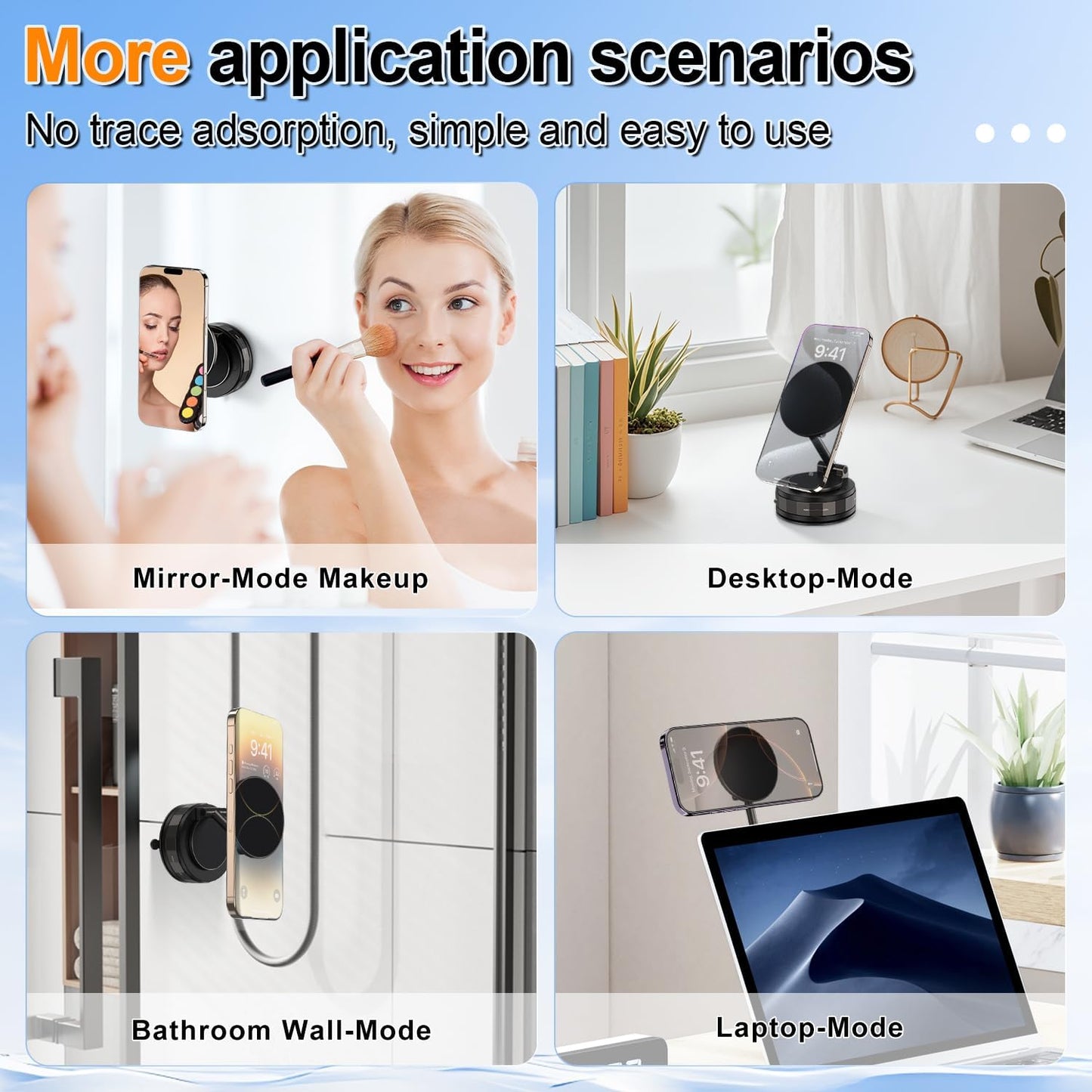 Vacuum Magnetic Car Phone Holder for Magsafe, 360 degrees Adjustable Mount[90+LBS Suction & 2500gf Magnetic], V1259-DP01-A-4397