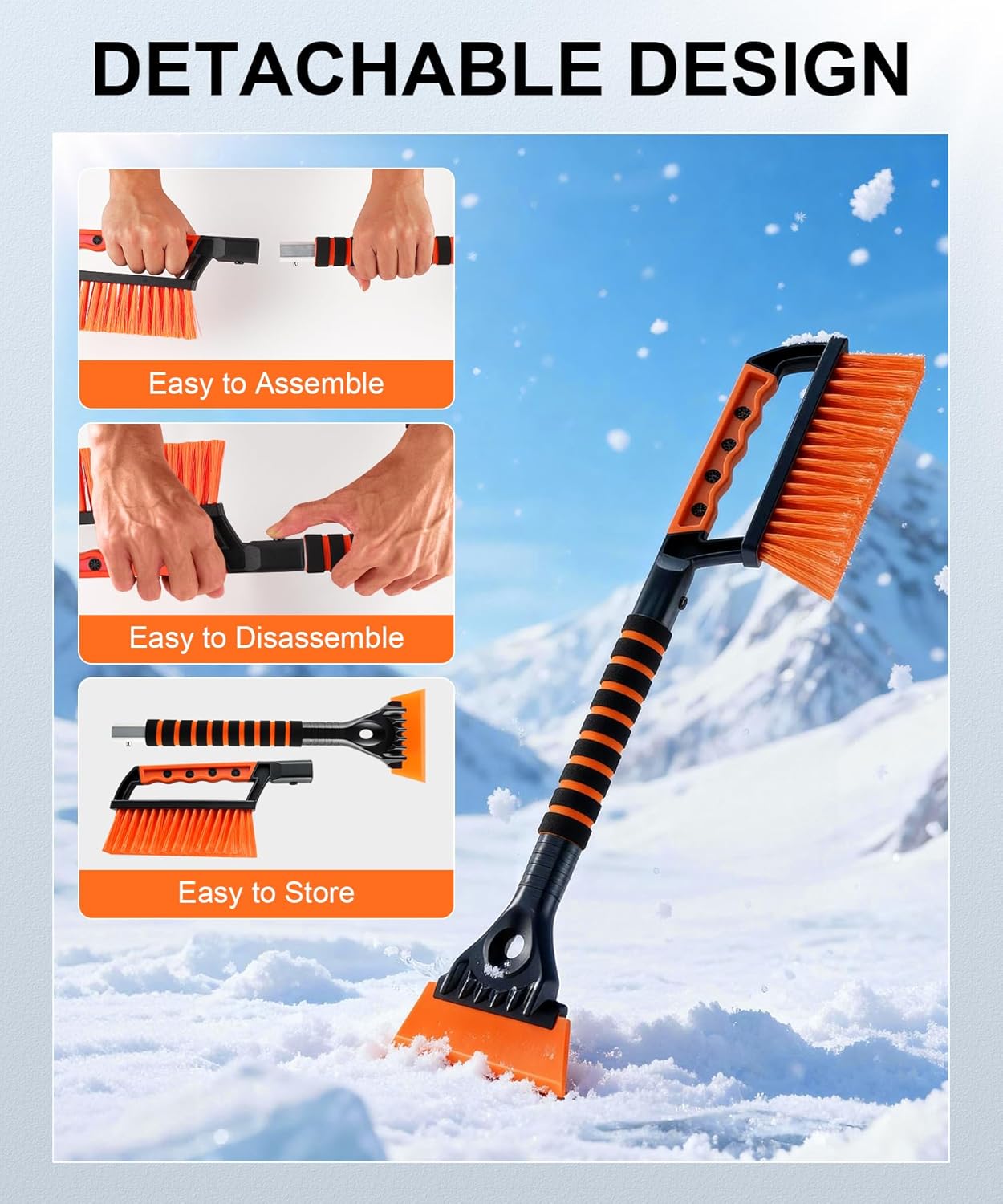 Ice Scraper and Snow Brush for Car Windshield, Car, Winter Necessities, Multi Functional Removal Tools, V1259-DP01-A-4401