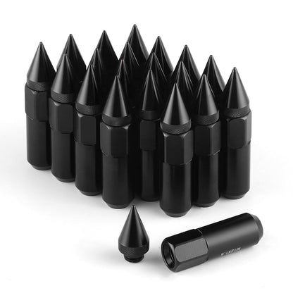 20PCS M12X1.5 Wheel Lug Nuts, Cap Spiked Extended Tuner 60mm Aluminum Wheels Rims Nuts (Black) Black V1259-DP01-A-4404