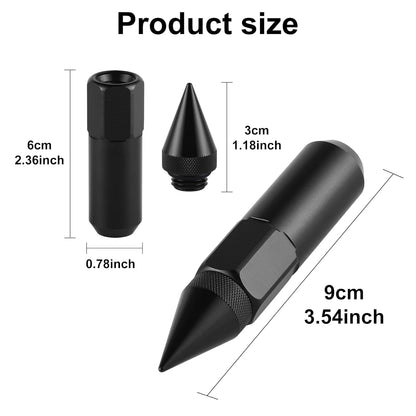 20PCS M12X1.5 Wheel Lug Nuts, Cap Spiked Extended Tuner 60mm Aluminum Wheels Rims Nuts (Black) Black V1259-DP01-A-4404