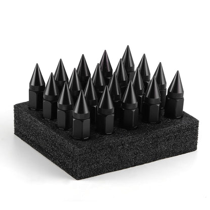 20PCS M12X1.5 Wheel Lug Nuts, Cap Spiked Extended Tuner 60mm Aluminum Wheels Rims Nuts (Black) Black V1259-DP01-A-4404