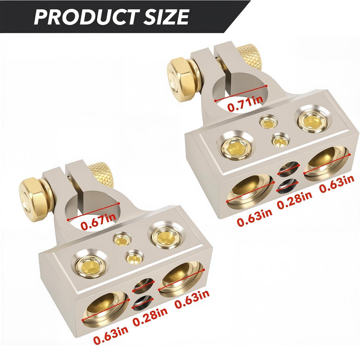 Car Battery Terminal Connector, 0/2/4/6/8 AWG Zinc Alloy Truck Audio Protector, Quick Disconnect and Release V1259-DP01-A-4411