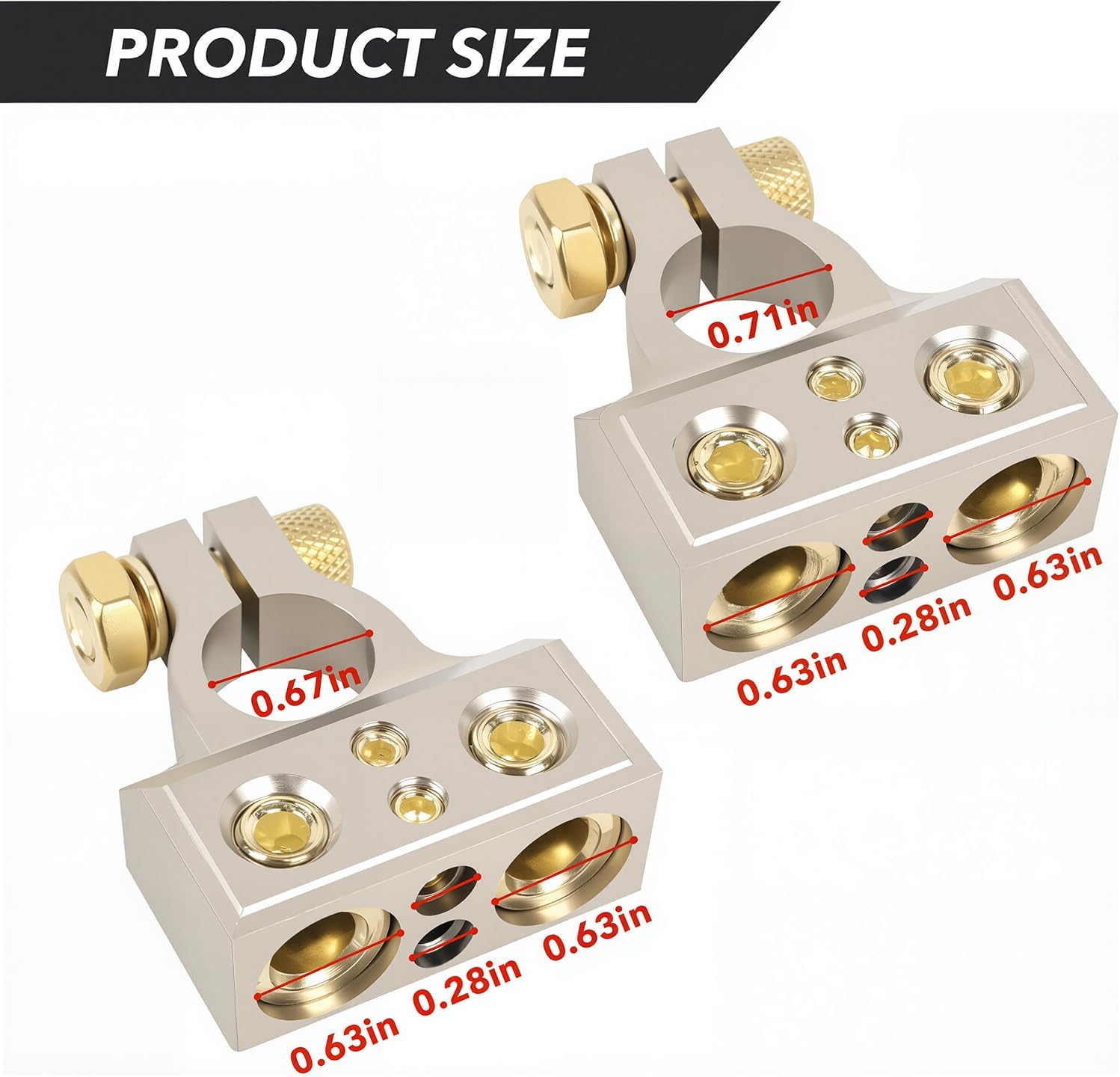 Car Battery Terminal Connector, 0/2/4/6/8 AWG Zinc Alloy Truck Audio Protector, Quick Disconnect and Release V1259-DP01-A-4411