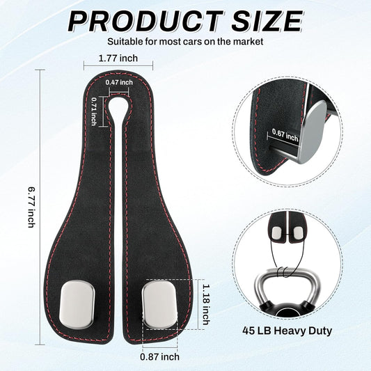 2PCS Car Purse Holder Hook, Seat Back Storage Leather-Wrapped Alloy Double Headrest Hook for Purses & Bags, V1259-DP01-A-4414