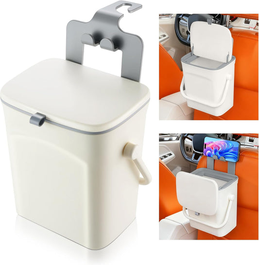 Car Trash Can with Lid and Phone Holder, Universal Bin, Waterproof Hanging Vehicle Garbage Can, Leak Proof V1259-DP01-A-4416