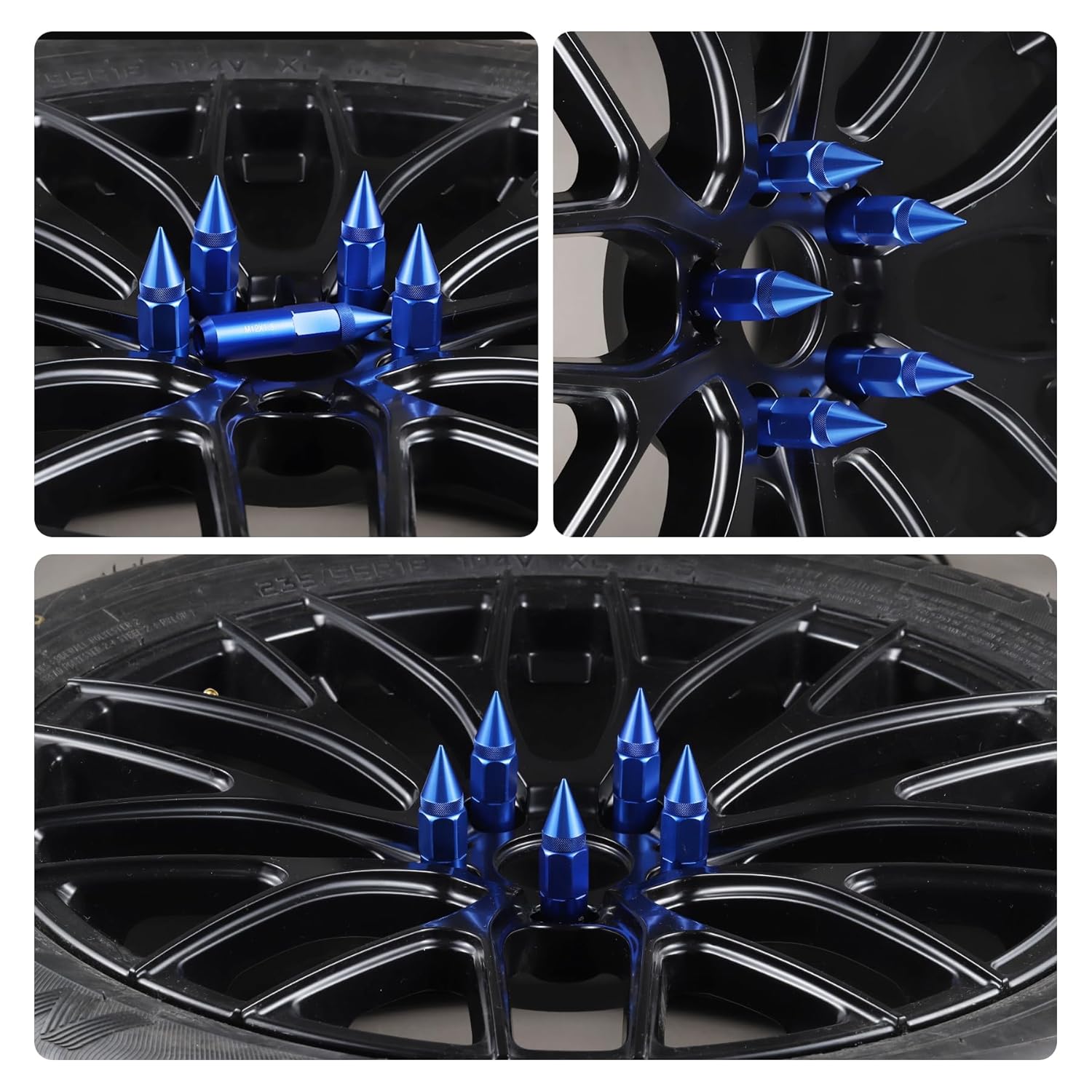 20PCS M14X1.5 Wheel Lug Nuts, Cap Spiked Extended Tuner 60mm Aluminum Wheels Rims Nuts (Blue) blue M14x1.5 V1259-DP01-A-4418