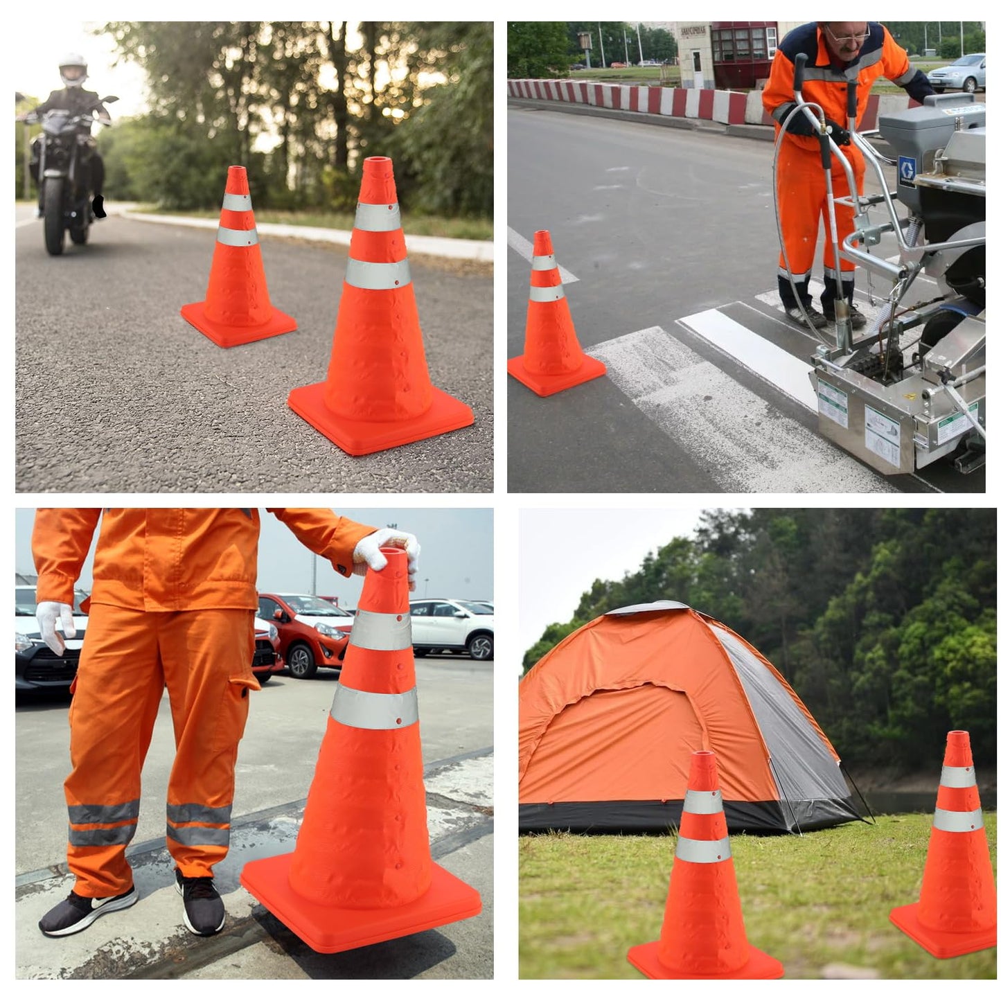 18 inch Traffic Cones, 2PCS Collapsible Orange Cones for Parking, Parking with Reflective Collars, Training V1259-DP01-A-4427