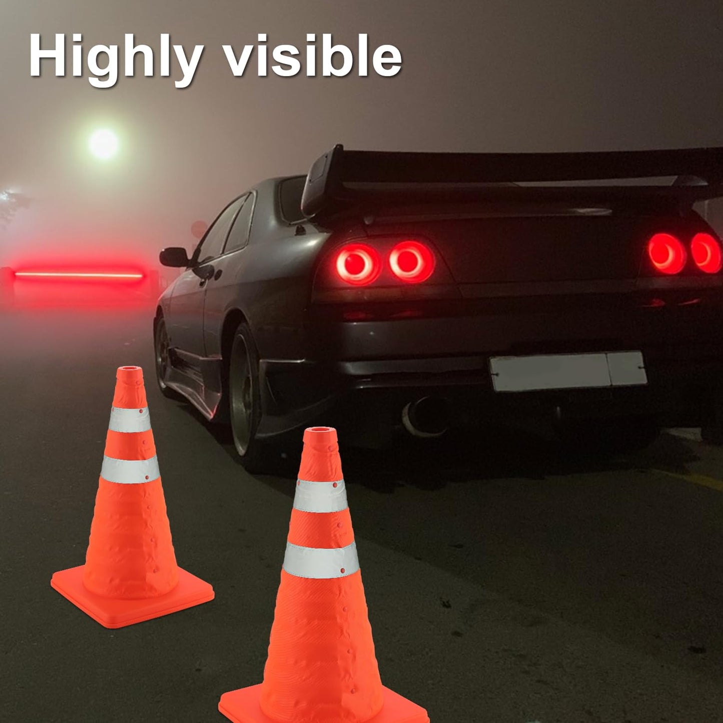 18 inch Traffic Cones, 2PCS Collapsible Orange Cones for Parking, Parking with Reflective Collars, Training V1259-DP01-A-4427