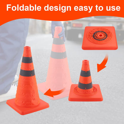 18 inch Traffic Cones, 2PCS Collapsible Orange Cones for Parking, Parking with Reflective Collars, Training V1259-DP01-A-4427