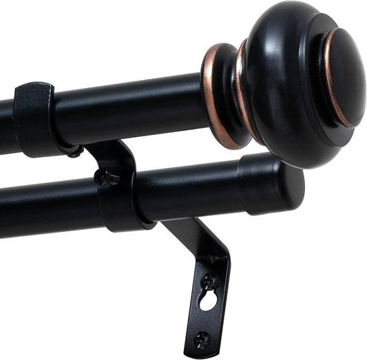Double Curtain Rods for Windows 16.2 to 90.6 Inches 3/4 inch Diameter Adjustable Decorative Telescoping Rod V1259-DP01-A-4439