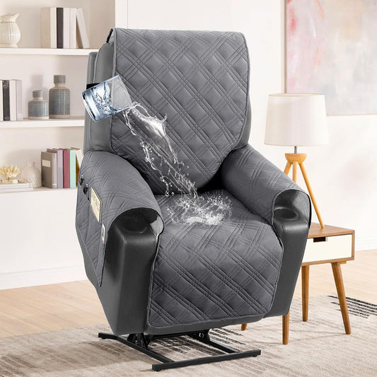100% Waterproof Recliner Chair Cover Nonslip Stay in Place Electric Power Lift Slipcovers Fitted Standard V1259-DP01-A-4442