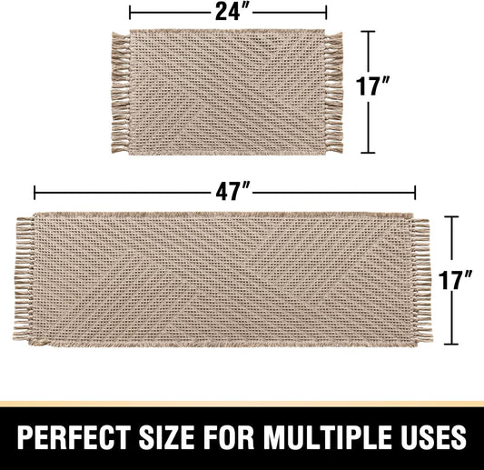Waffle Bath Mat Super Absorbent Boho Non Slip Rugs for Bathroom Floor Machine Washable Dry Fast with Tassels V1259-DP01-A-4447