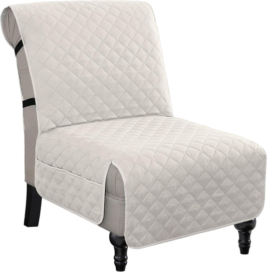 Water Resistant Accent Chair Cover Reversible Quilted Covers Without Arms Thick Soft Durable with Anti-Slip V1259-DP01-A-4448