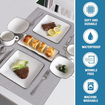 Linen Placemats Set of 4 Premium Solid Table for Dining Spill-Proof Waterproof Mats Heat-Resistant Kitchen V1259-DP01-A-4462
