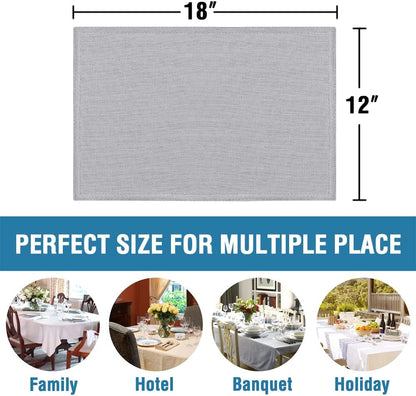 Linen Placemats Set of 4 Premium Solid Table for Dining Spill-Proof Waterproof Mats Heat-Resistant Kitchen V1259-DP01-A-4462