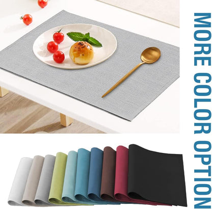 Linen Placemats Set of 4 Premium Solid Table for Dining Spill-Proof Waterproof Mats Heat-Resistant Kitchen V1259-DP01-A-4462
