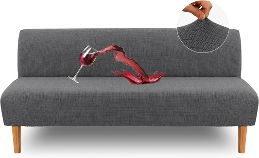 100% Waterproof Armless Futon Cover, Sofa Cover Stretch Jacquard Couch for Futon, Dual Leakproof Furniture V1259-DP01-A-4464