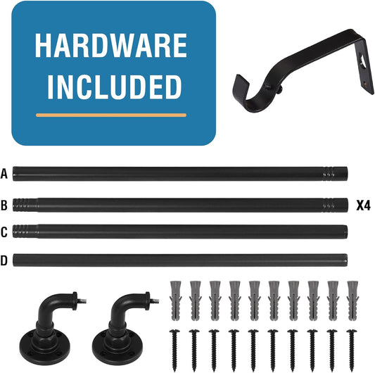 Wrap Around Curtain Rods for Windows 16.2 to 106.2 Inch, 3/4 Inch Diameter Industrial Telescoping Rod, V1259-DP01-A-4467