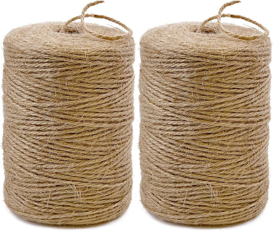 2Pack 2mm Natural Jute Twine String 1600 Feet Long for Crafting Gardening Gift Wrapping Macrame DIY Home V1259-DP01-A-4471