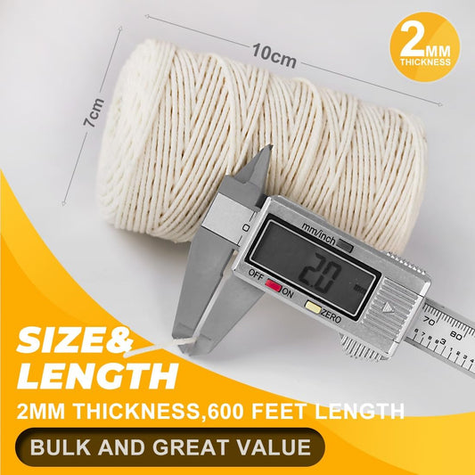 1,200ft (600ft x 2Rolls) Butchers Twine 2mm Cotton String for Cooking Kitchen Meat Turkey Sausage Roasting V1259-DP01-A-4472