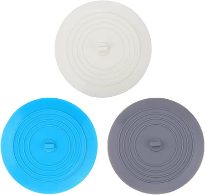Bathtub Drain Stopper 3 Pack, 5inch Tub Cover, Silicone Bath Plug Essentials Flat Suction for Kitchen V1259-DP01-A-4488
