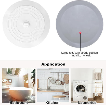 Bathtub Drain Stopper 3 Pack, 5inch Tub Cover, Silicone Bath Plug Essentials Flat Suction for Kitchen V1259-DP01-A-4488