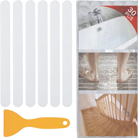 30 PCS Non Slip Shower Stickers, Safety Adhesive Strips Treads for Bathroom Floor Tub Stairs Ladders Pools V1259-DP01-A-4492