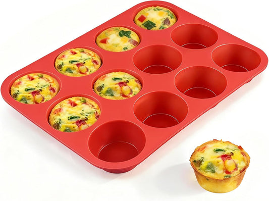 12 Cups Silicone Muffin Pan - Nonstick Cupcake 1 Pack Regular Size Mold for Baking 1pc: 12-Cup V1259-DP01-A-4493