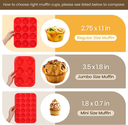 12 Cups Silicone Muffin Pan - Nonstick Cupcake 1 Pack Regular Size Mold for Baking 1pc: 12-Cup V1259-DP01-A-4493