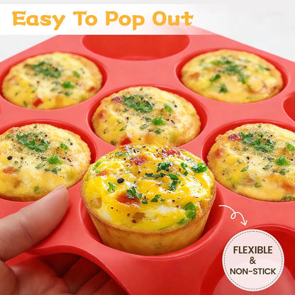 12 Cups Silicone Muffin Pan - Nonstick Cupcake 1 Pack Regular Size Mold for Baking 1pc: 12-Cup V1259-DP01-A-4493