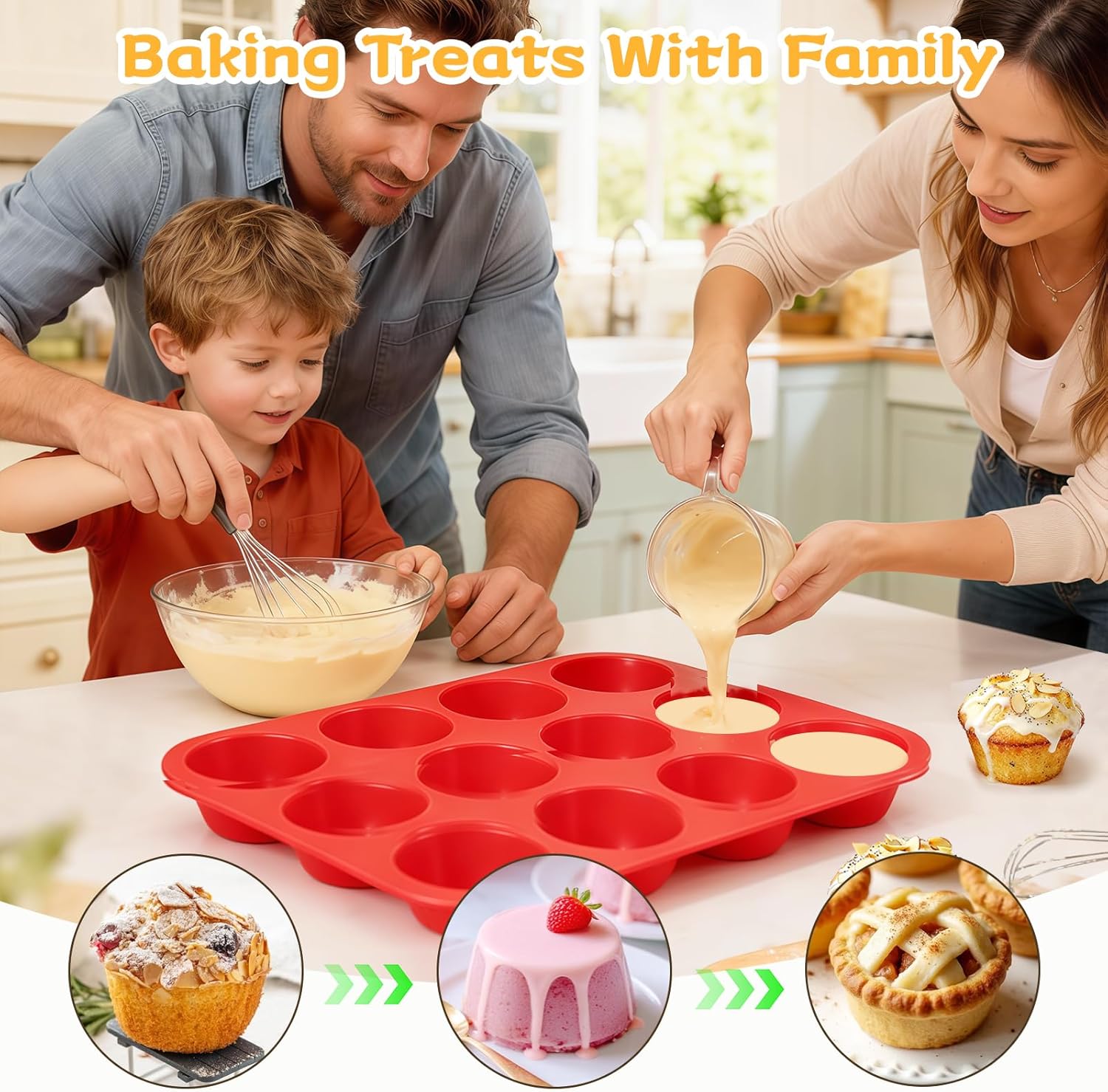 12 Cups Silicone Muffin Pan - Nonstick Cupcake 1 Pack Regular Size Mold for Baking 1pc: 12-Cup V1259-DP01-A-4493
