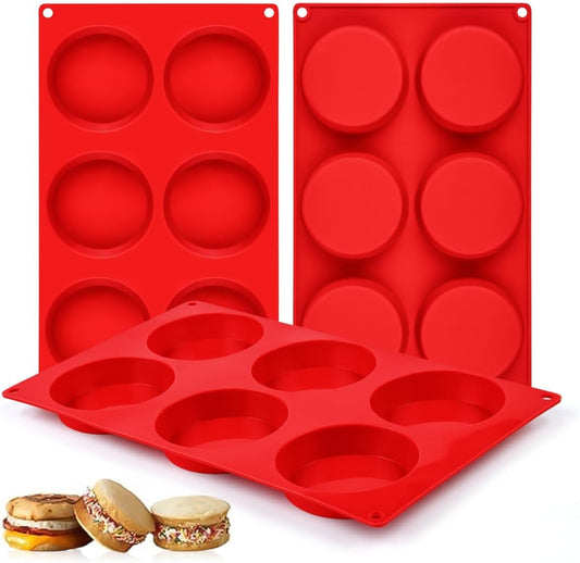 Muffin Top Pan, Silicone Egg Molds for Breakfast Sandwiches 3 Inch Round Baking English Muffins, Whoopie V1259-DP01-A-4495