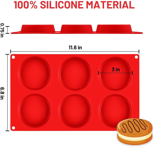 Muffin Top Pan, Silicone Egg Molds for Breakfast Sandwiches 3 Inch Round Baking English Muffins, Whoopie V1259-DP01-A-4495