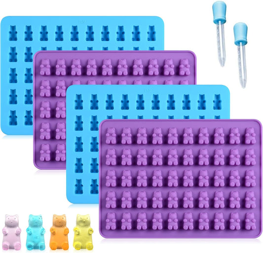 Gummy Molds Bear Candy Silicone - Mini Size Chocolate with 2 Droppers Nonstick Food Grade Pack of 4 (1ml) V1259-DP01-A-4496