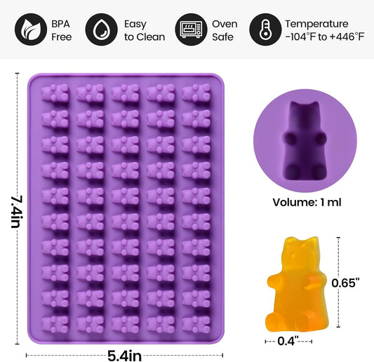Gummy Molds Bear Candy Silicone - Mini Size Chocolate with 2 Droppers Nonstick Food Grade Pack of 4 (1ml) V1259-DP01-A-4496