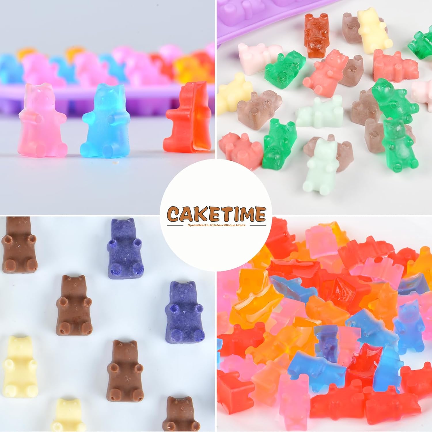 Gummy Molds Bear Candy Silicone - Mini Size Chocolate with 2 Droppers Nonstick Food Grade Pack of 4 (1ml) V1259-DP01-A-4496