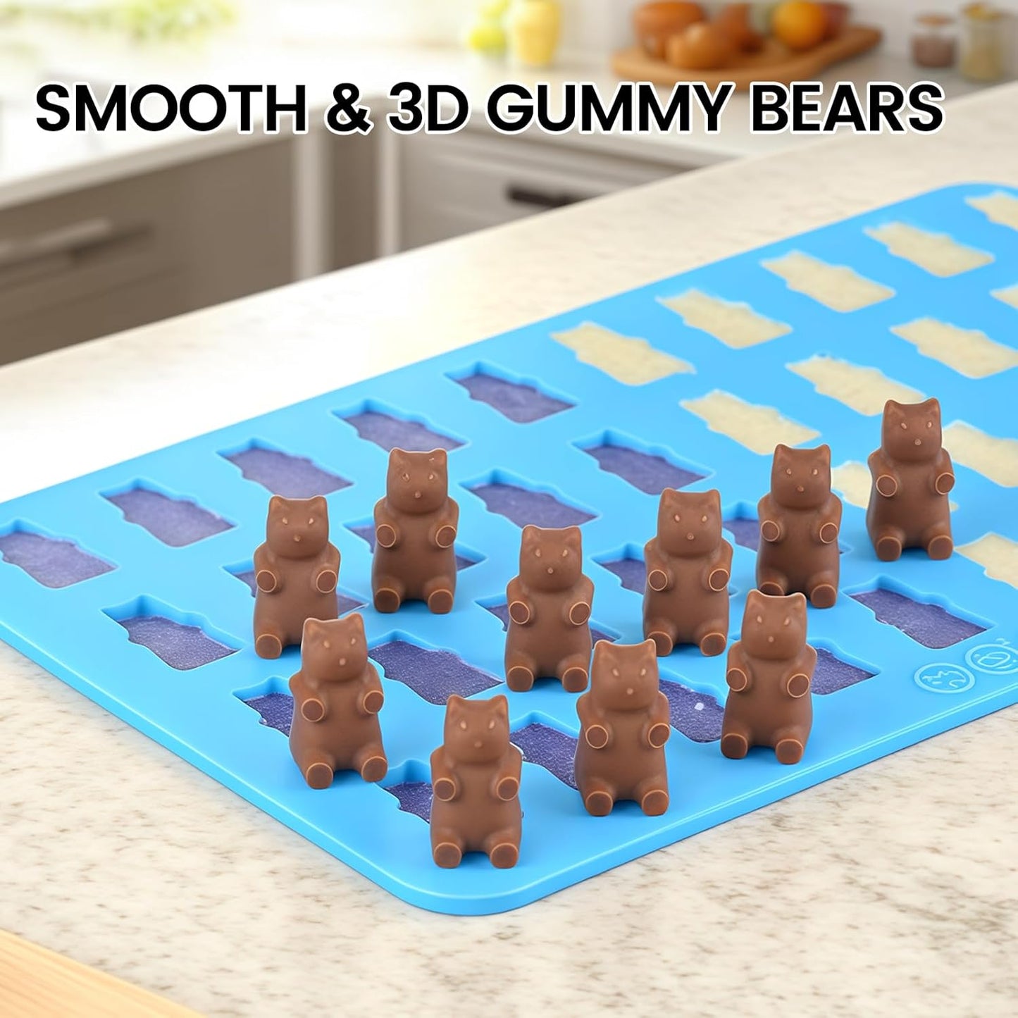 Gummy Molds Bear Candy Silicone - Mini Size Chocolate with 2 Droppers Nonstick Food Grade Pack of 4 (1ml) V1259-DP01-A-4496