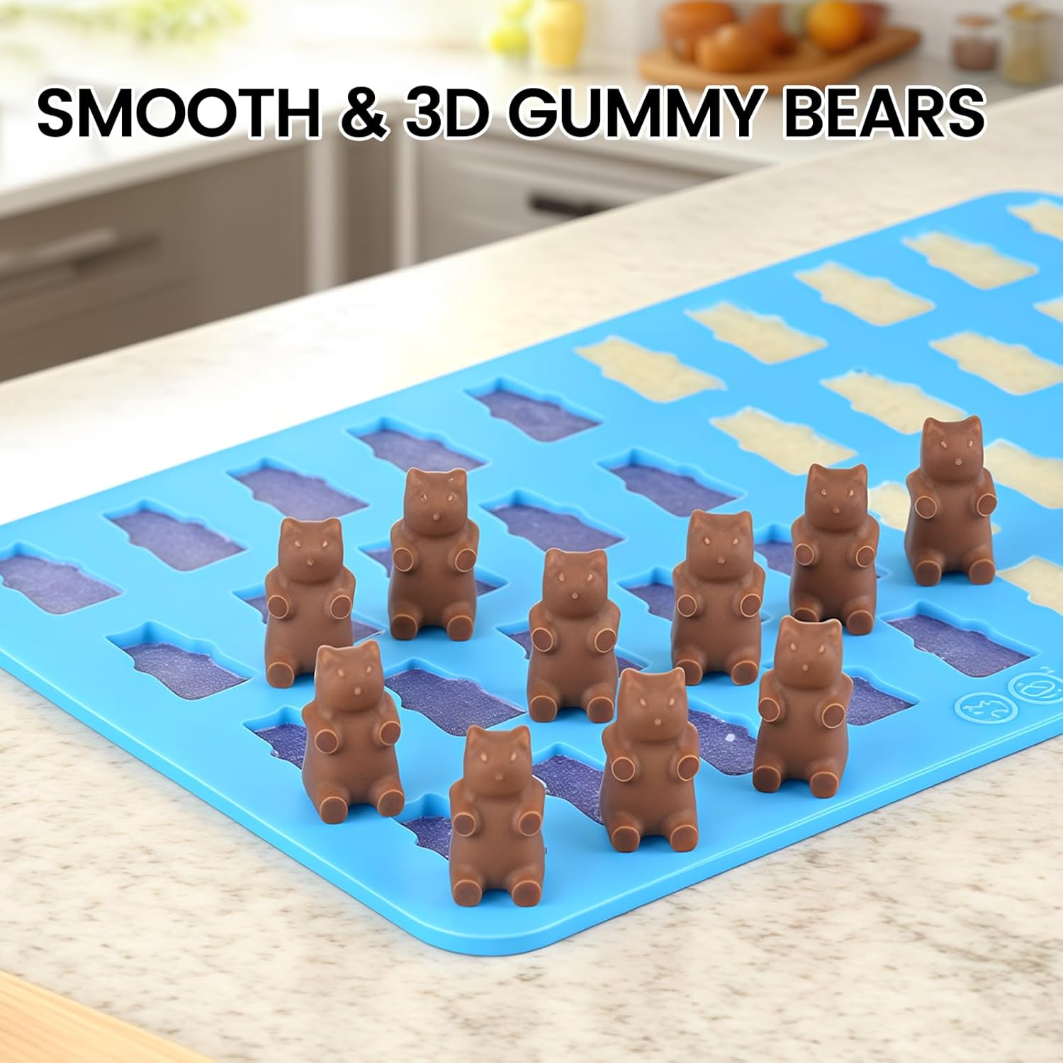 Gummy Molds Bear Candy Silicone - Mini Size Chocolate with 2 Droppers Nonstick Food Grade Pack of 4 (1ml) V1259-DP01-A-4496
