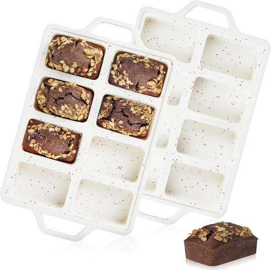 Mini Loaf Pans, Metal Reinforced Frame Silicone Bread Pans 8 Cavities Nonstick for Baking Cornbread, Bread, V1259-DP01-A-4497