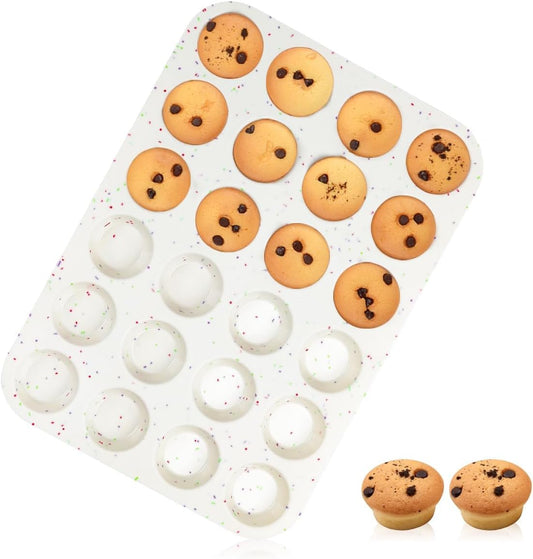 Silicone Mini Muffin Pan, 24 Cups Nonstick Cupcake Pan for Baking Muffin, Cupcake, Egg Bites, Fat Bomb, 1 V1259-DP01-A-4499