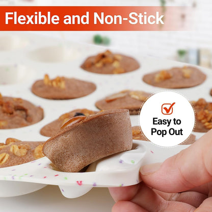 Silicone Mini Muffin Pan, 24 Cups Nonstick Cupcake Pan for Baking Muffin, Cupcake, Egg Bites, Fat Bomb, 1 V1259-DP01-A-4499