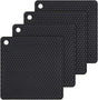 Silicone Trivet Mats Hot Mat - Pads Robust Non Slip Coasters Heat Resistant (Black) Black V1259-DP01-A-4505