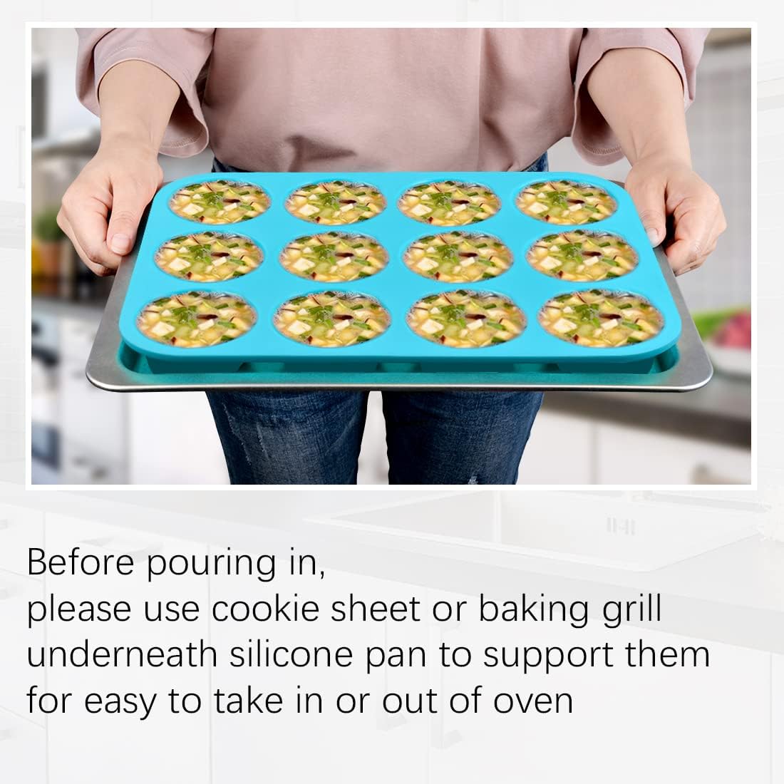 Silicone Muffin Pan Cupcake Set - Mini 24 Cups and Regular 12 Tin, Nonstick Food Grade Molds with Baking V1259-DP01-A-4509