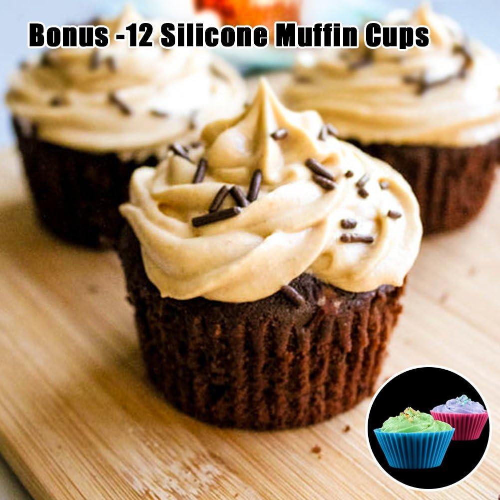 Silicone Muffin Pan Cupcake Set - Mini 24 Cups and Regular 12 Tin, Nonstick Food Grade Molds with Baking V1259-DP01-A-4509