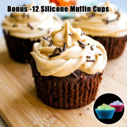 Silicone Muffin Pan Cupcake Set - Mini 24 Cups and Regular 12 Tin, Nonstick Food Grade Molds with Baking V1259-DP01-A-4509